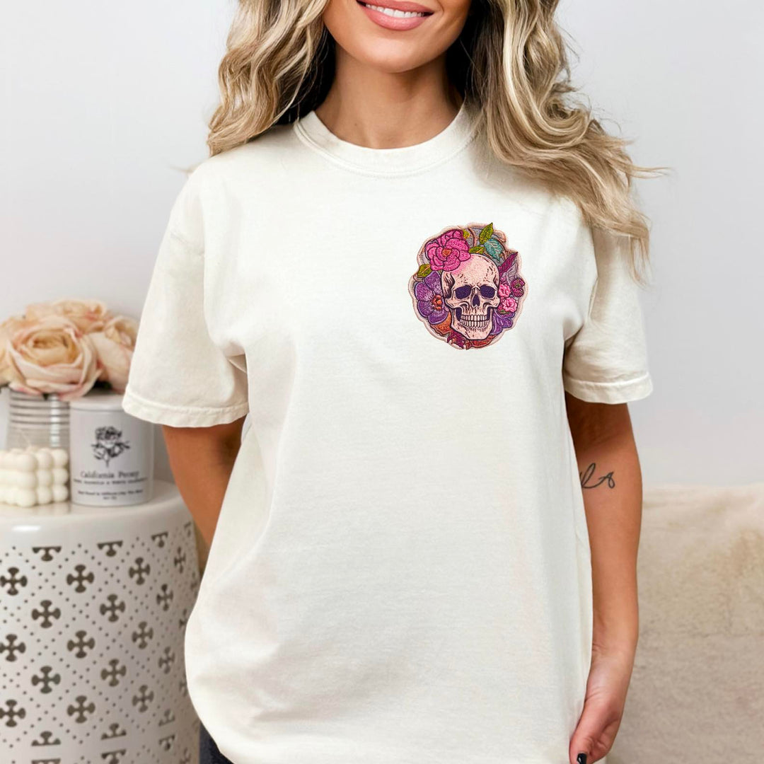 Floral Skeleton faux embroidered DTF Print