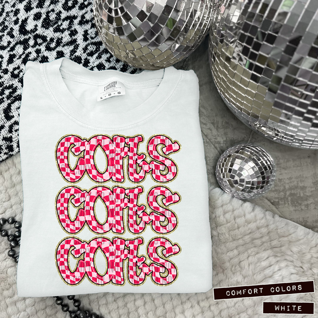 Pink Checks DTF Print