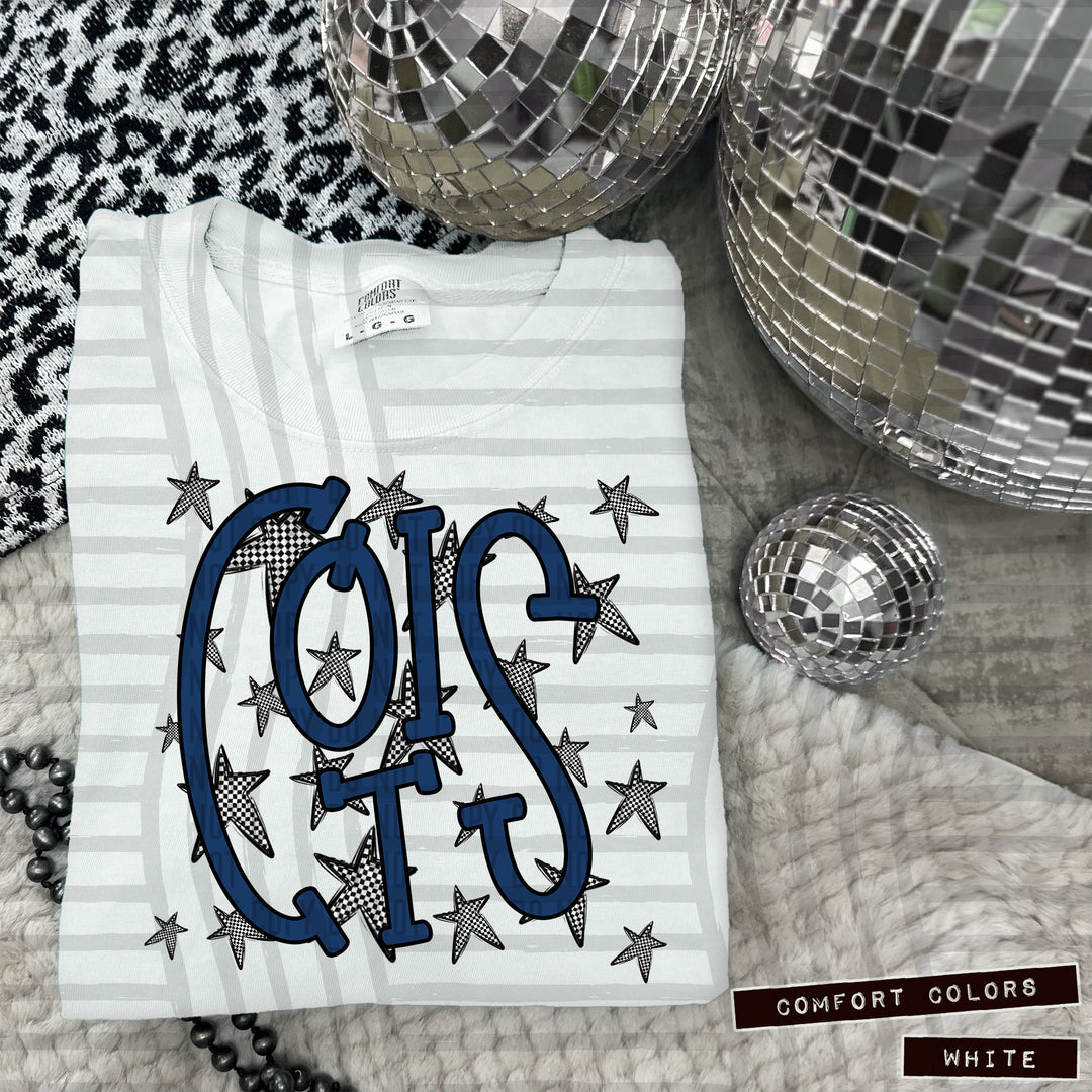 Navy Staggered DTF Print