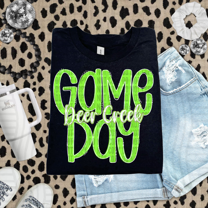 Doodle Gameday Lime DTF Print