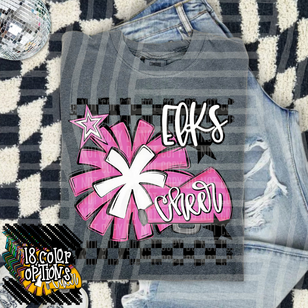 Cheer Pom With Names Grey DTF Print