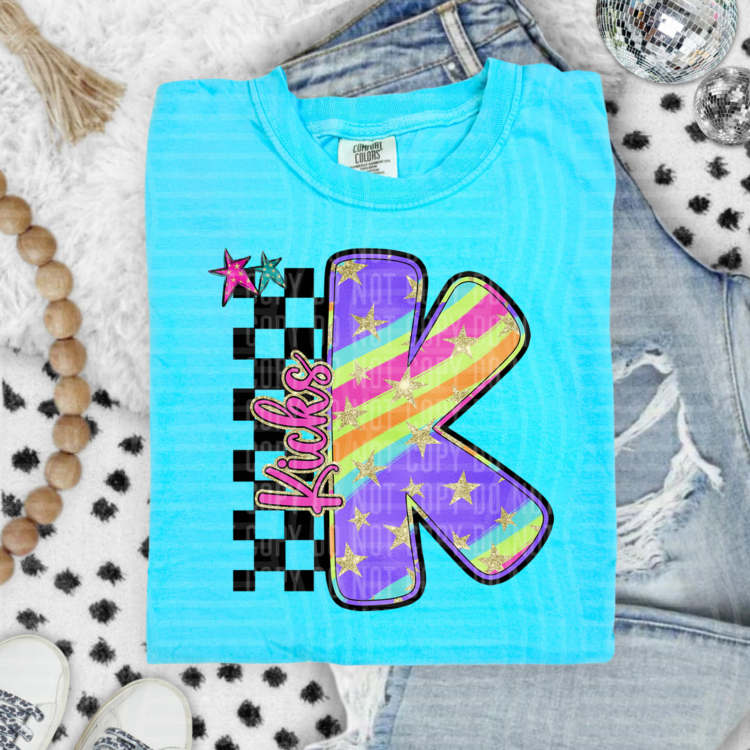 Rainbow Swirl Initials DTF Print
