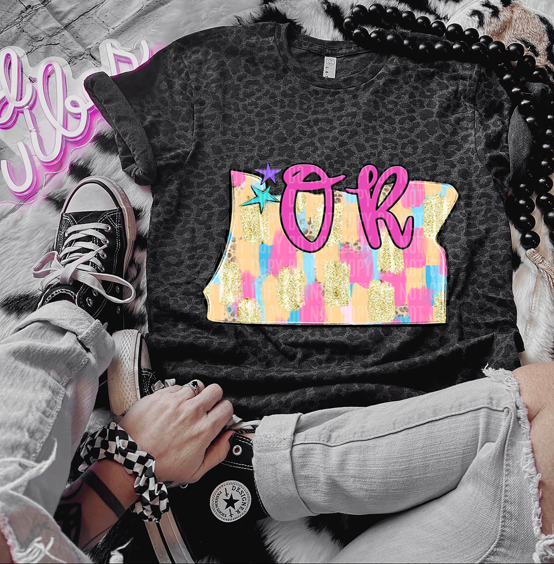 Preppy Bright Brushstroke States DTF Print