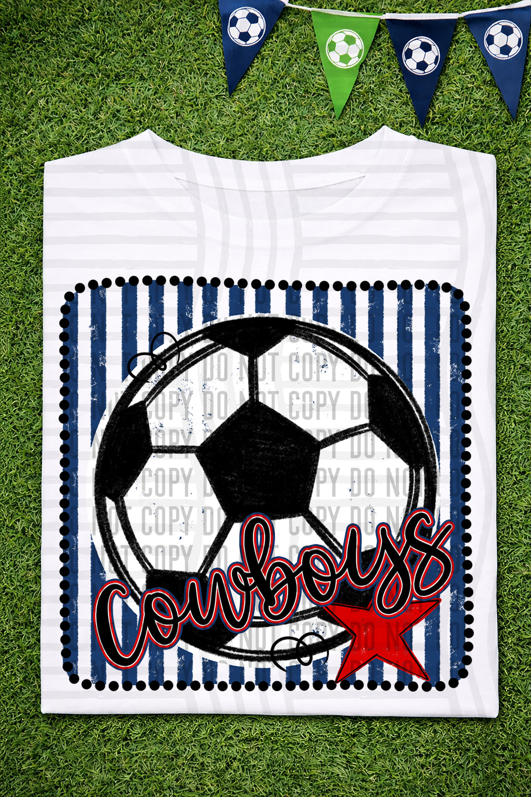 Soccer RWB Framed DTF Print