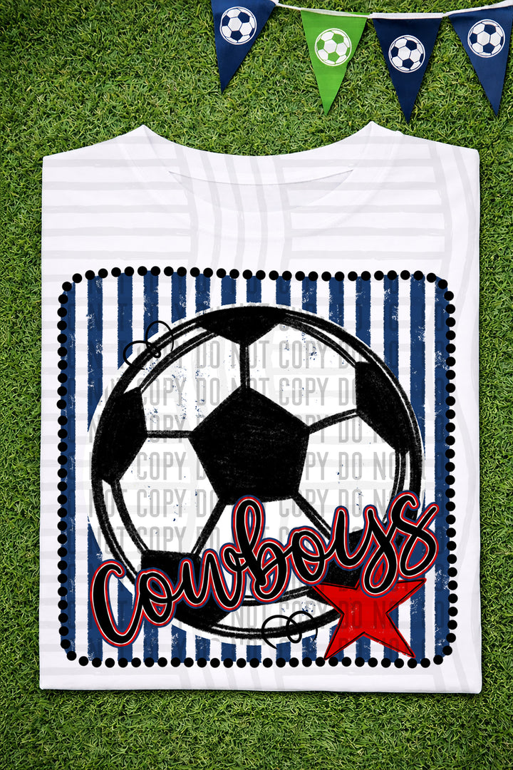 Soccer RWB Framed DTF Print