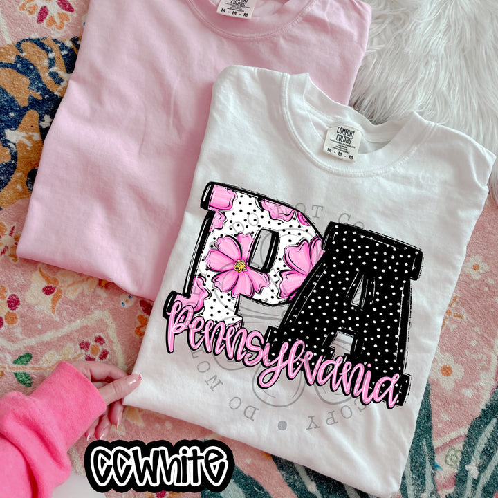 Pink Floral States DTF Print