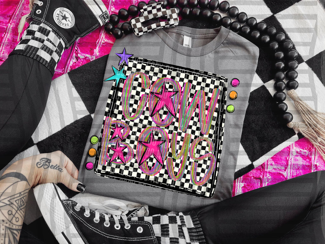 Pink Brushstroke Preppy DTF Print