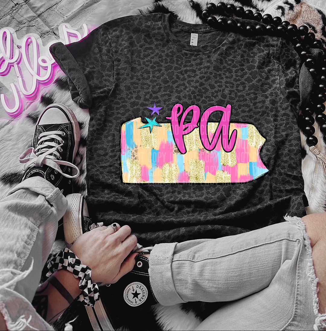 Preppy Bright Brushstroke States DTF Print
