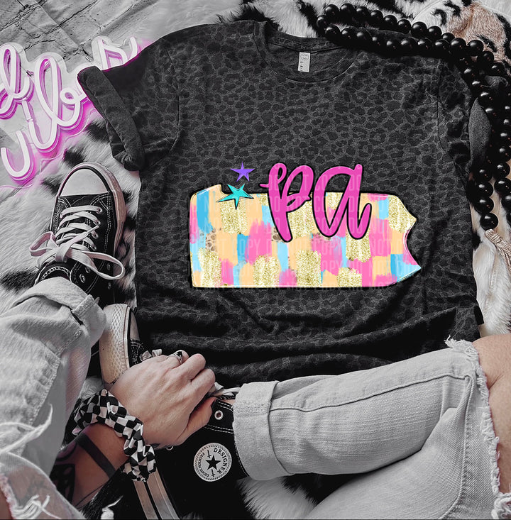 Preppy Bright Brushstroke States DTF Print