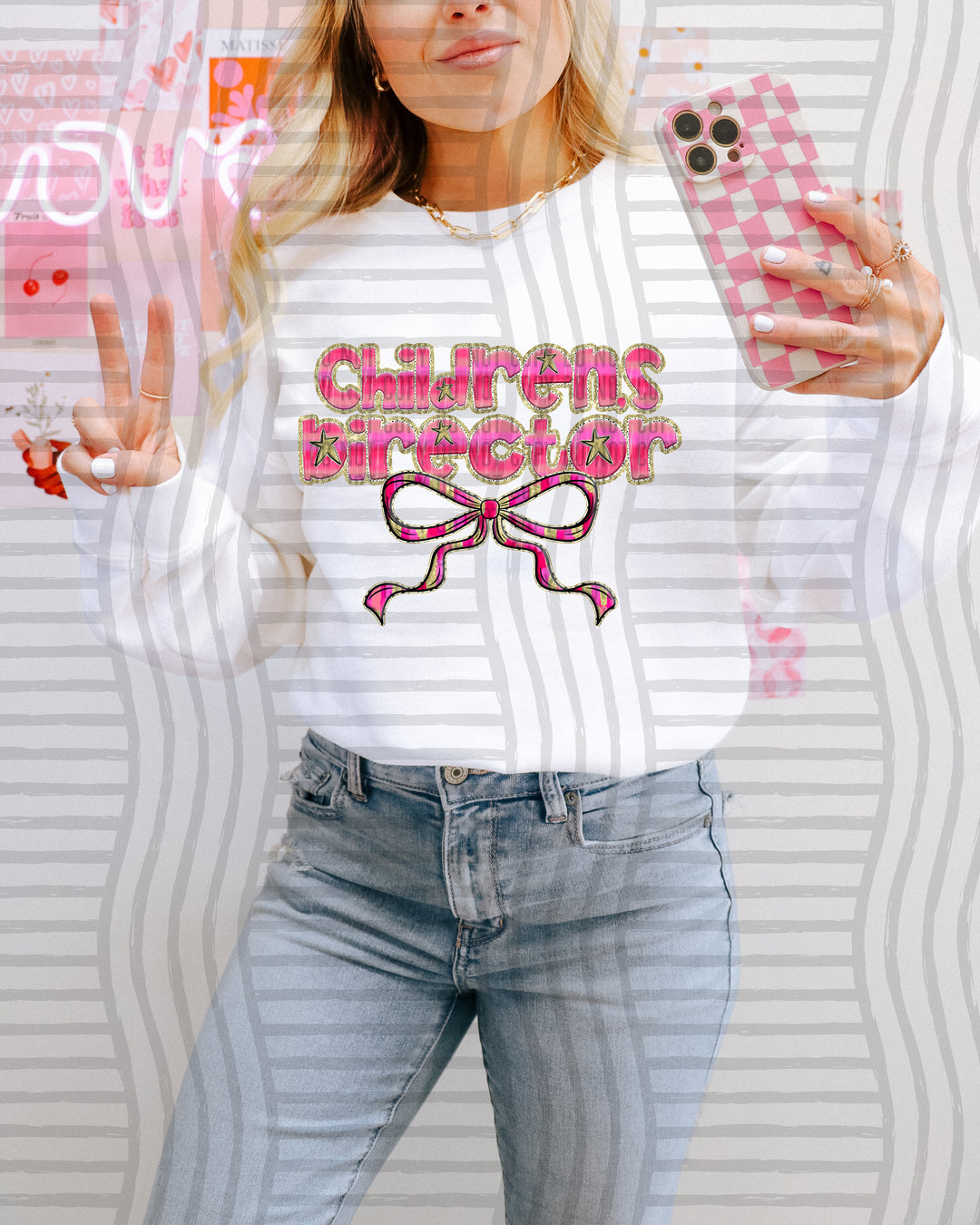 Pink Bow Occupations/Names DTF Print
