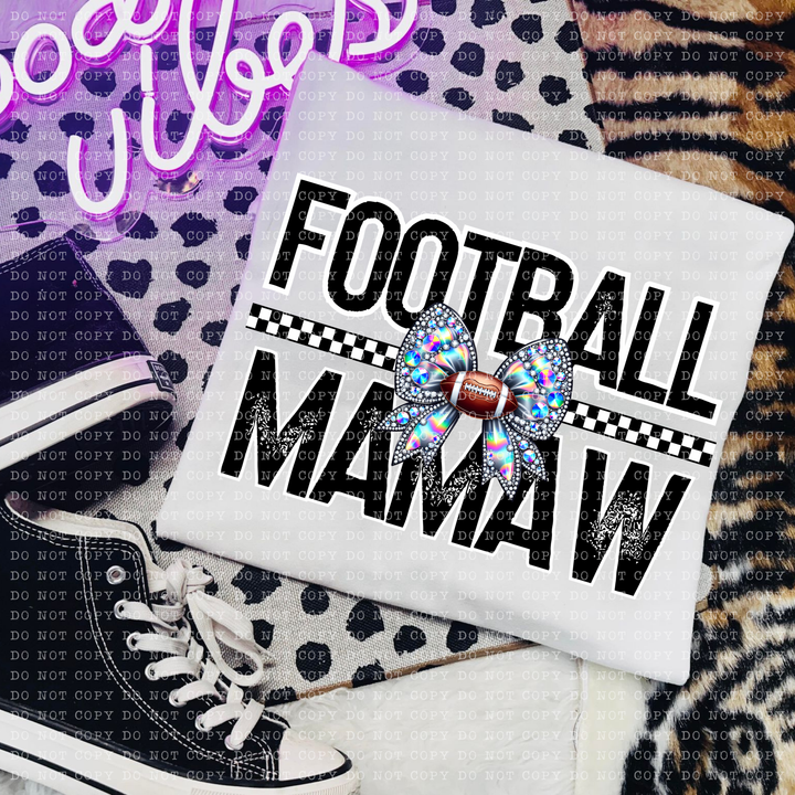 Football Rhinestone Bow Names DTF Print