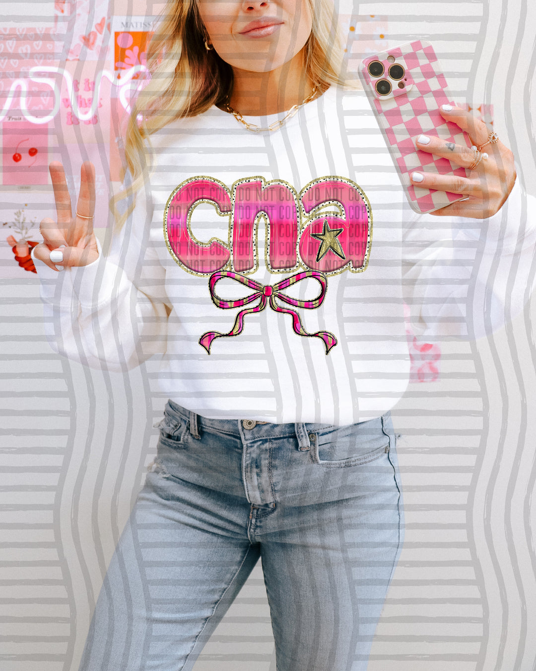 Pink Bow Occupations/Names DTF Print