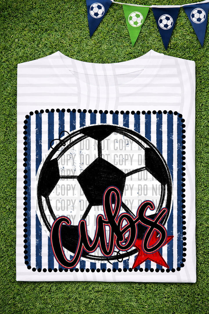 Soccer RWB Framed DTF Print