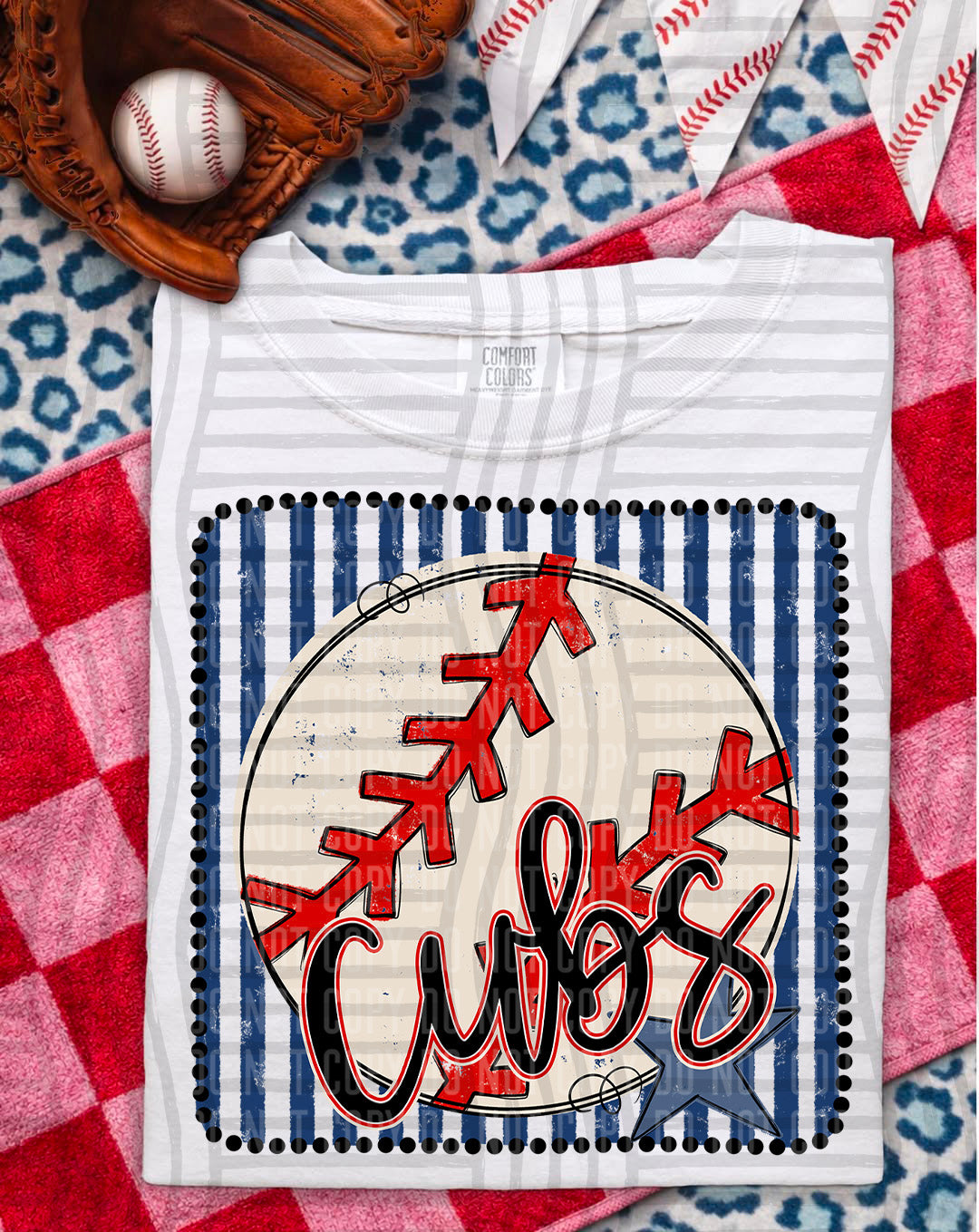 Baseball RWB Framed Script DTF Print