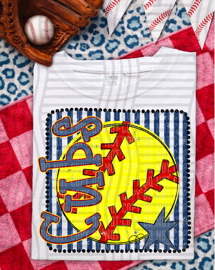Softball RWB Framed DTF Print