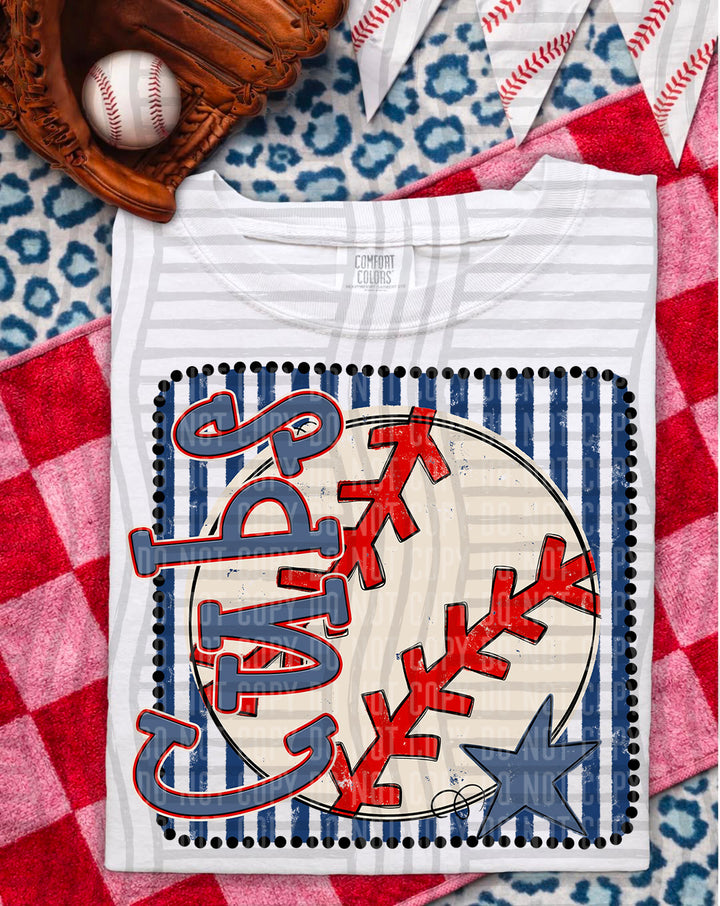 Baseball RWB Framed DTF Print