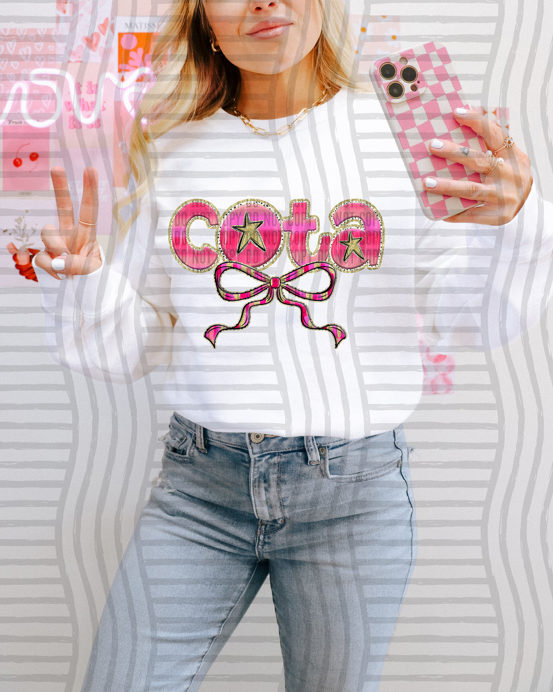Pink Bow Occupations/Names DTF Print