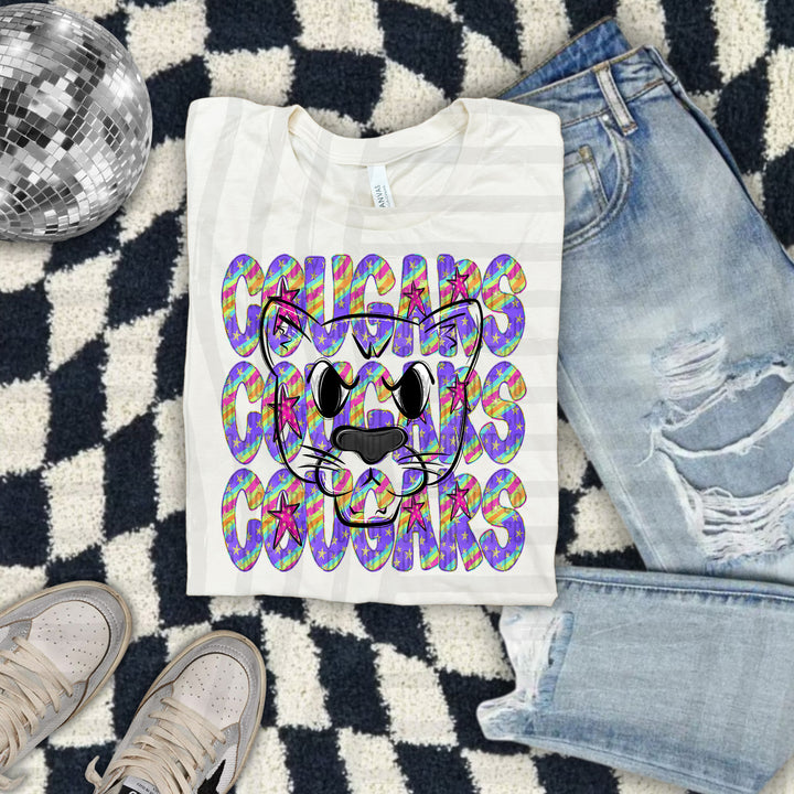 Rainbow Swirl Mascot Outlines DTF Print