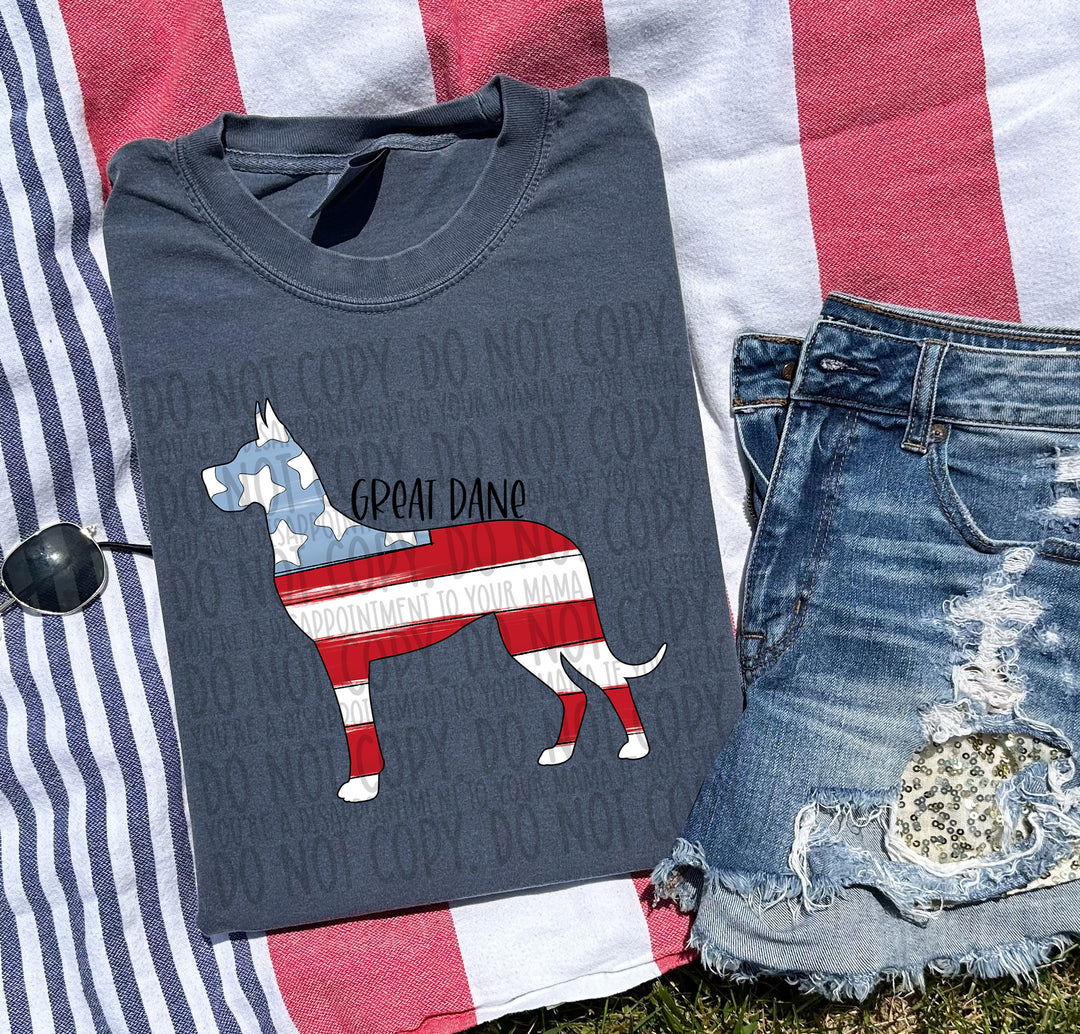 Patriotic Dog Designs Black Text DTF Print