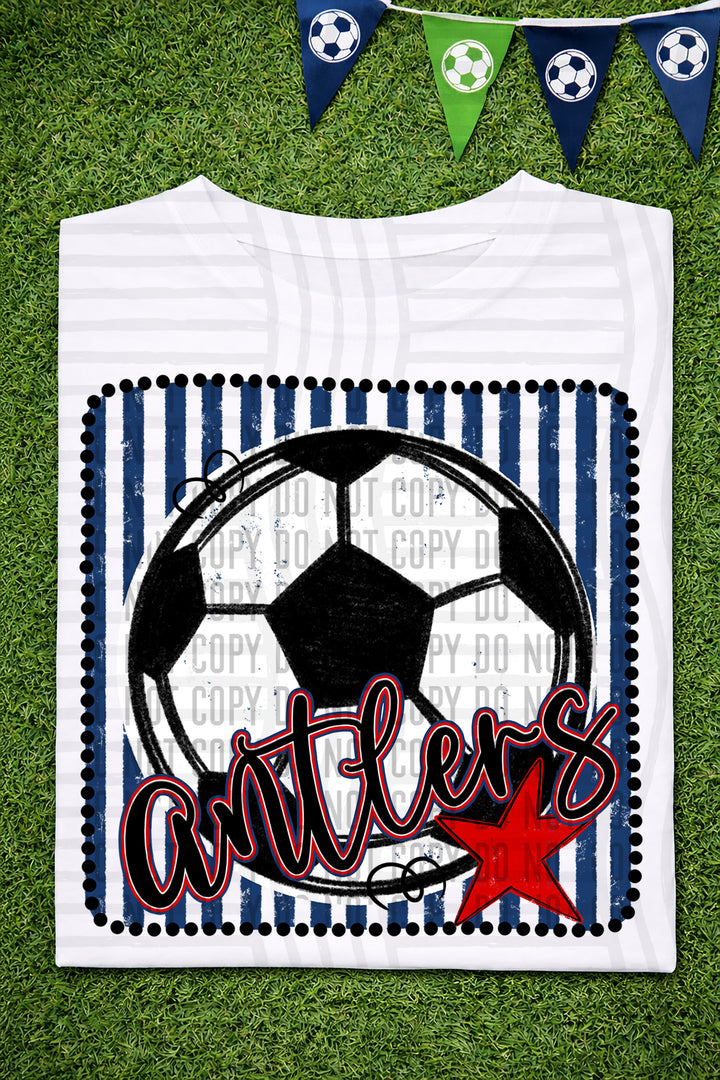 Soccer RWB Framed DTF Print