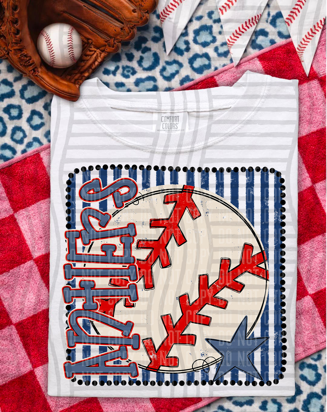 Baseball RWB Framed DTF Print