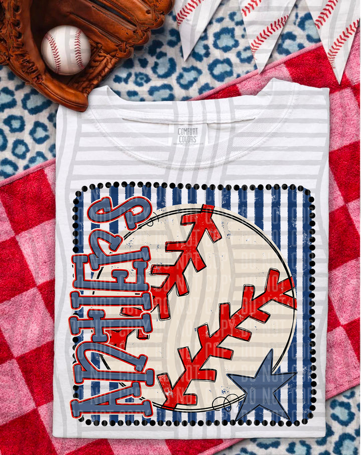 Baseball RWB Framed DTF Print