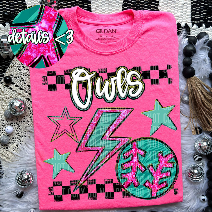 Rainbow Baseball/Softball Bolts DTF Print