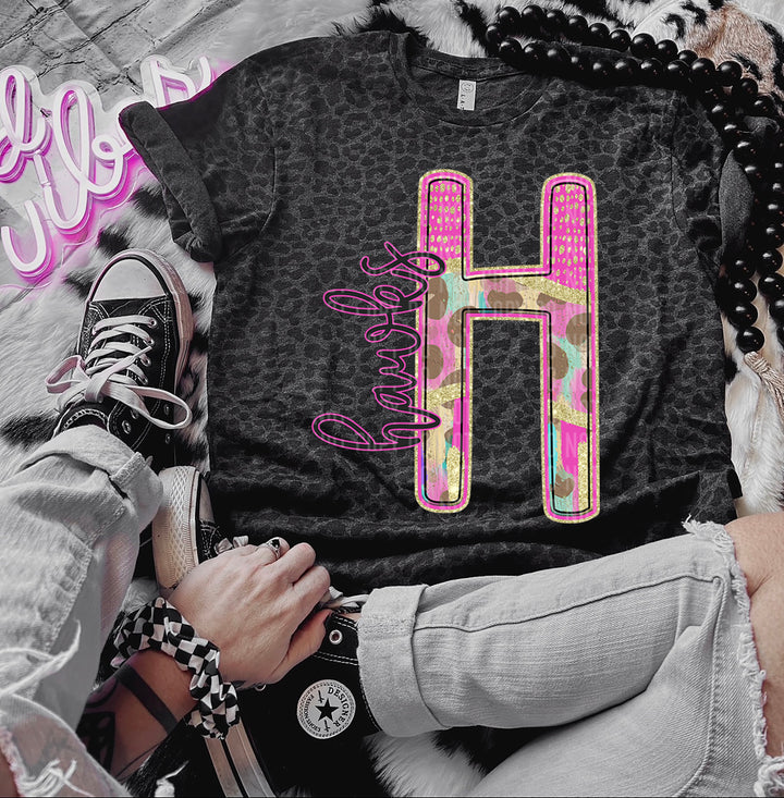 Rainbow Leopard Single Letters DTF Print