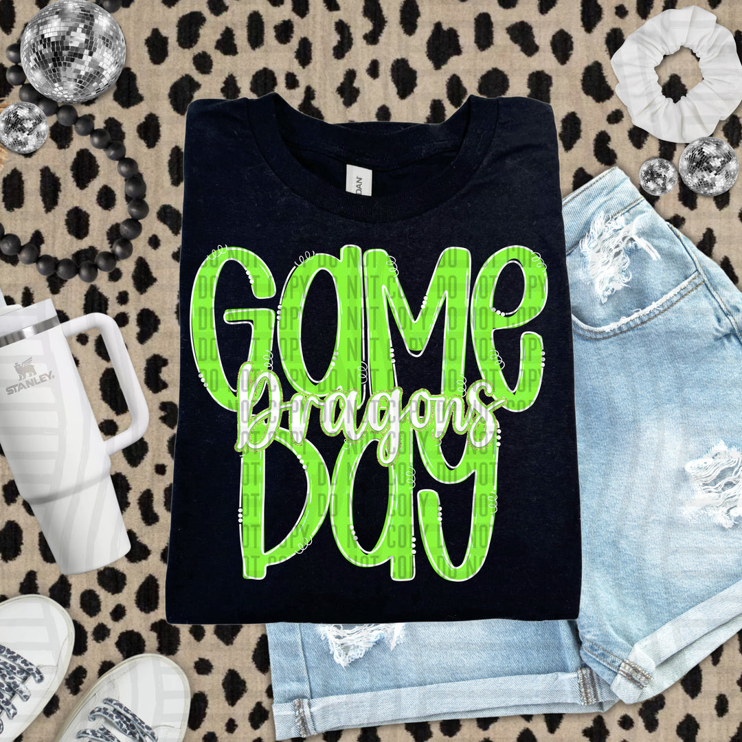 Doodle Gameday Lime DTF Print
