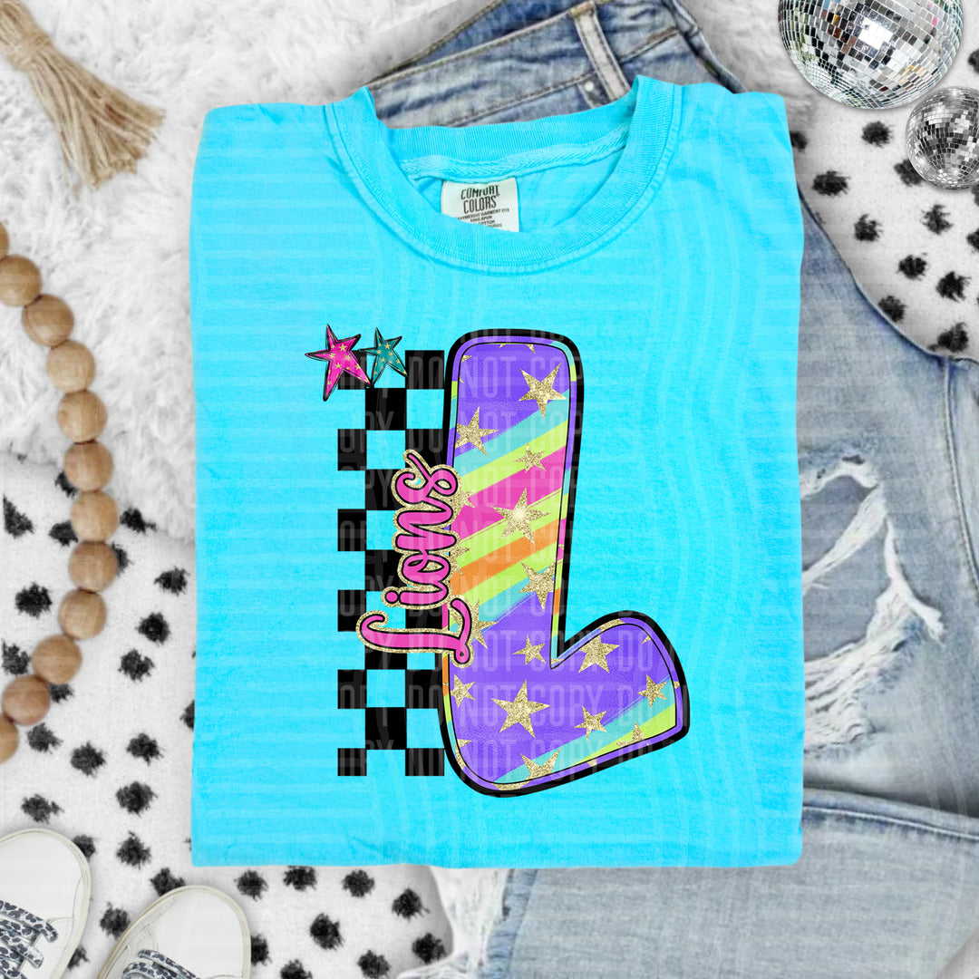 Rainbow Swirl Initials DTF Print