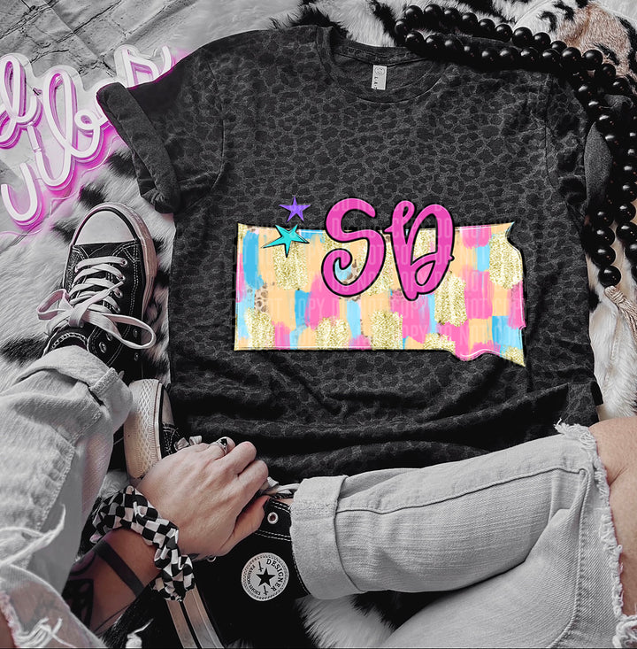 Preppy Bright Brushstroke States DTF Print