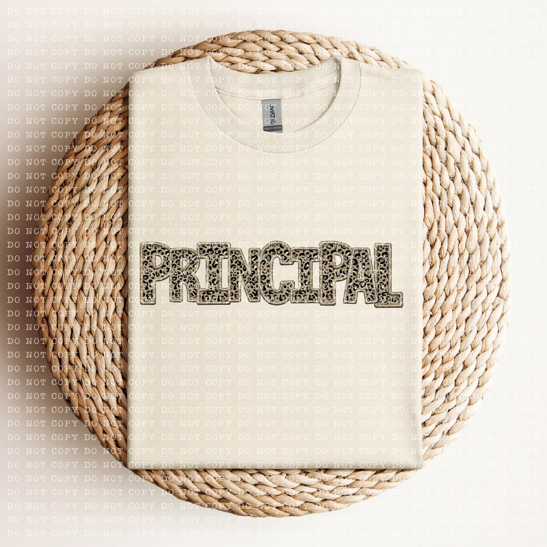 Principal Leopard Faux Embroidery DTF Print