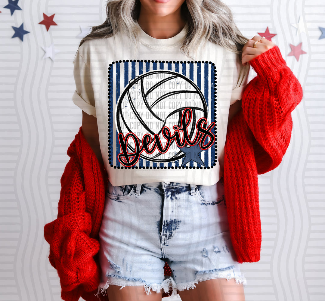 Volleyball RWB Framed DTF Print