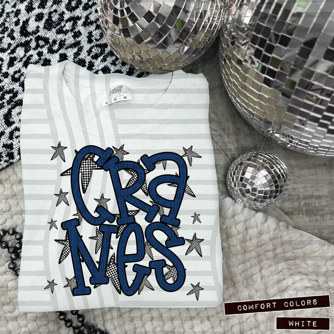 Navy Staggered DTF Print