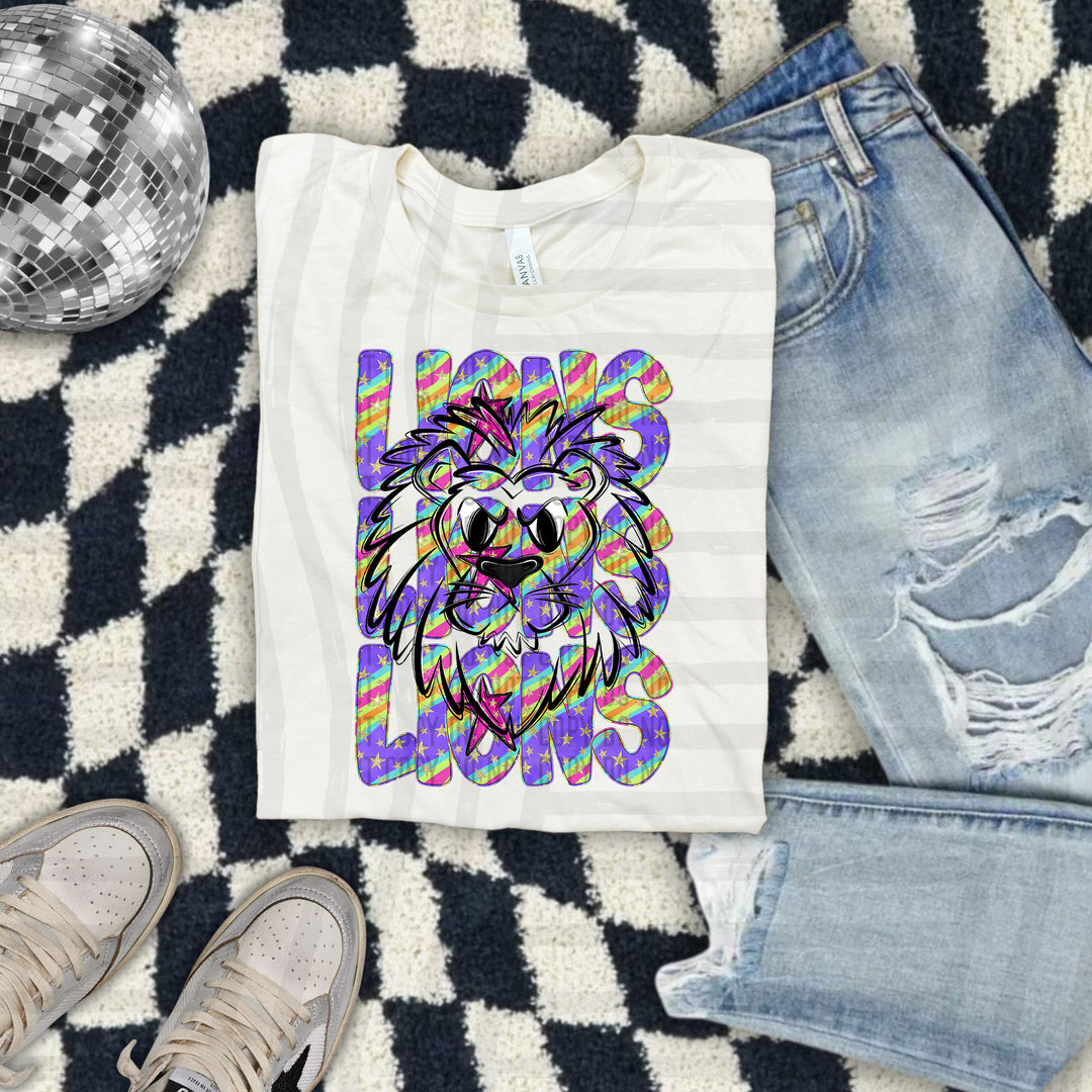 Rainbow Swirl Mascot Outlines DTF Print