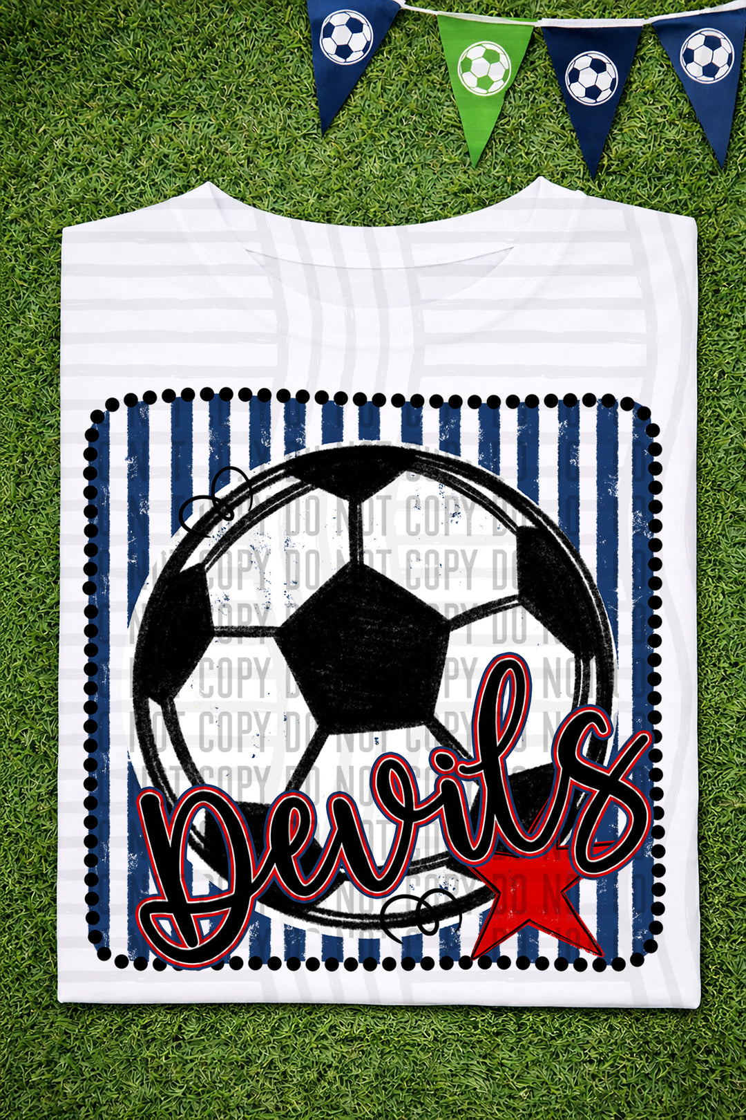 Soccer RWB Framed DTF Print