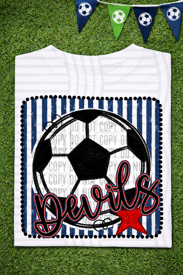 Soccer RWB Framed DTF Print