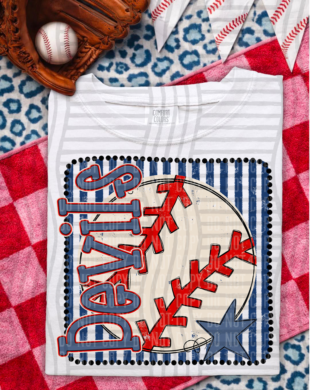 Baseball RWB Framed DTF Print
