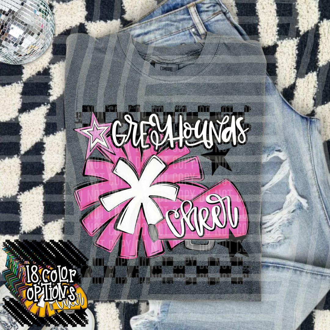 Cheer Pom With Names Grey DTF Print