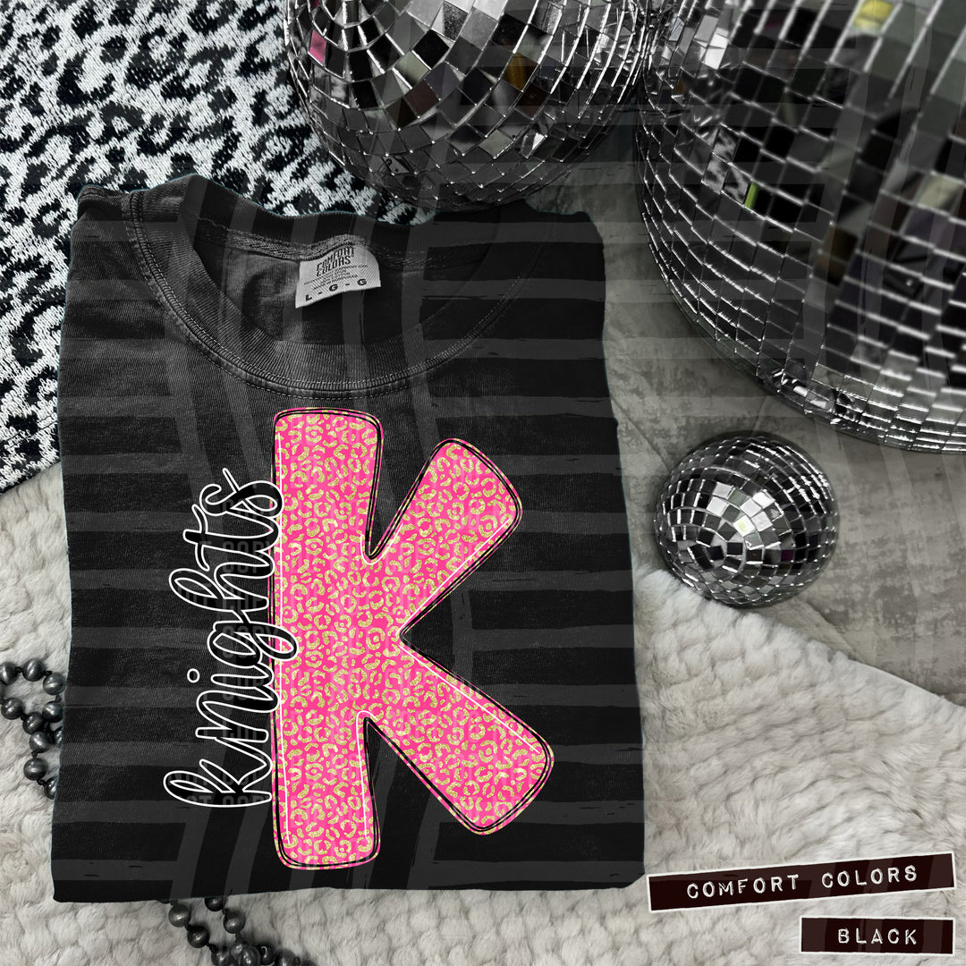 Pink Leopard Initial DTF Print