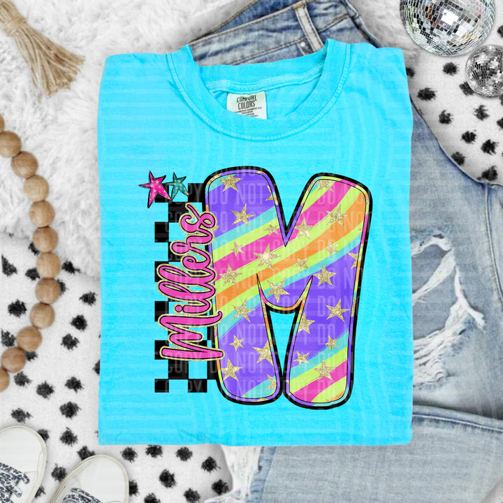 Rainbow Swirl Initials DTF Print