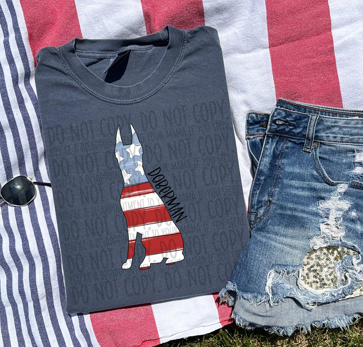 Patriotic Dog Designs Black Text DTF Print