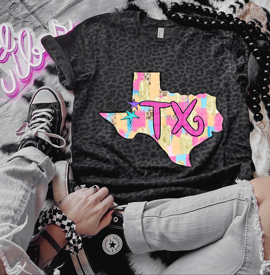 Preppy Bright Brushstroke States DTF Print