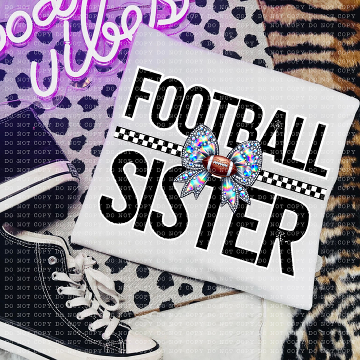 Football Rhinestone Bow Names DTF Print