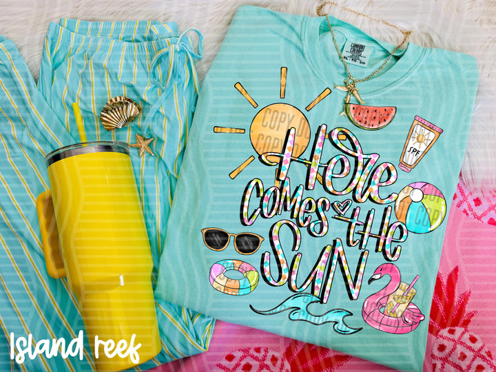 Here Comes The Sun Checker DTF Print