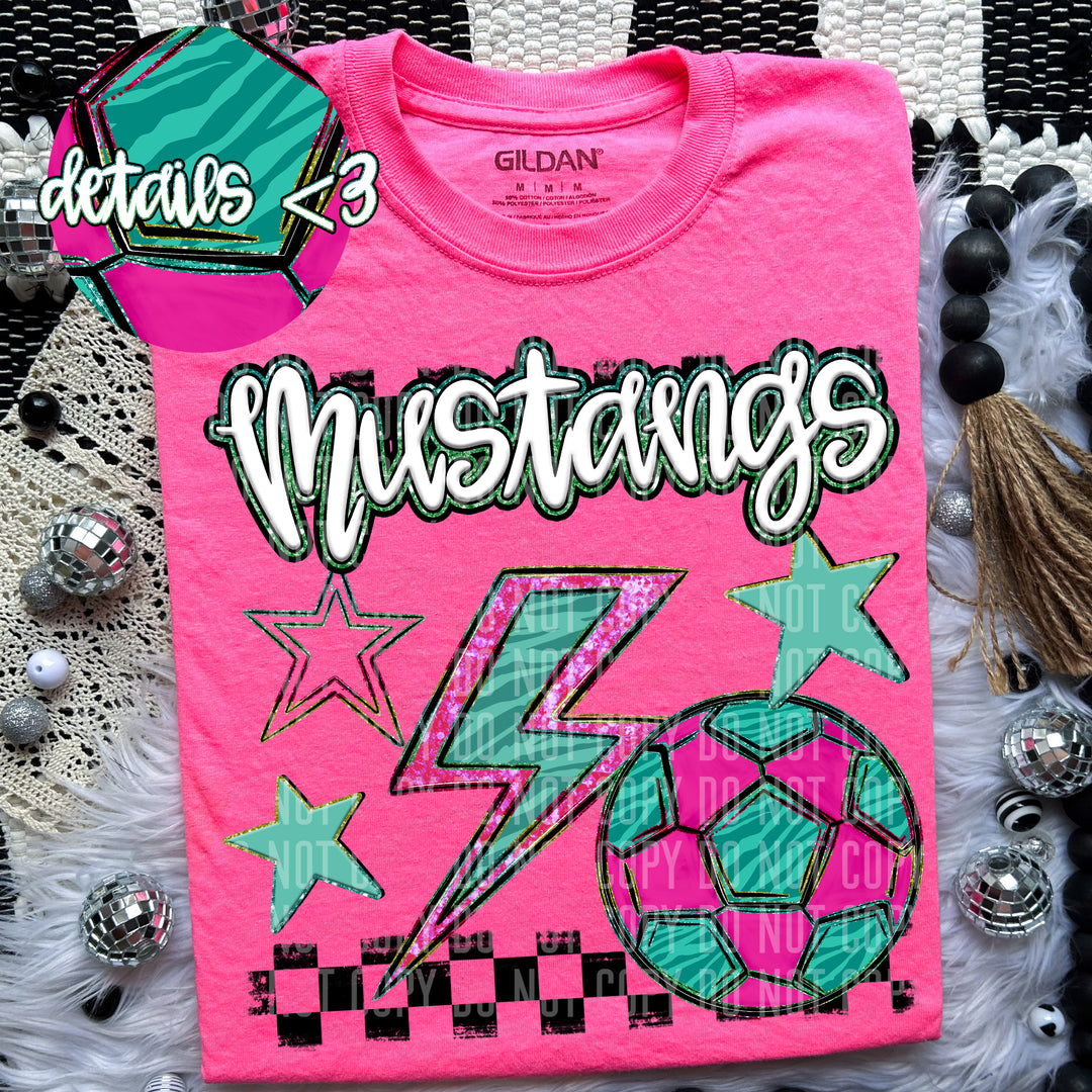 Rainbow Soccer Bolts DTF Print