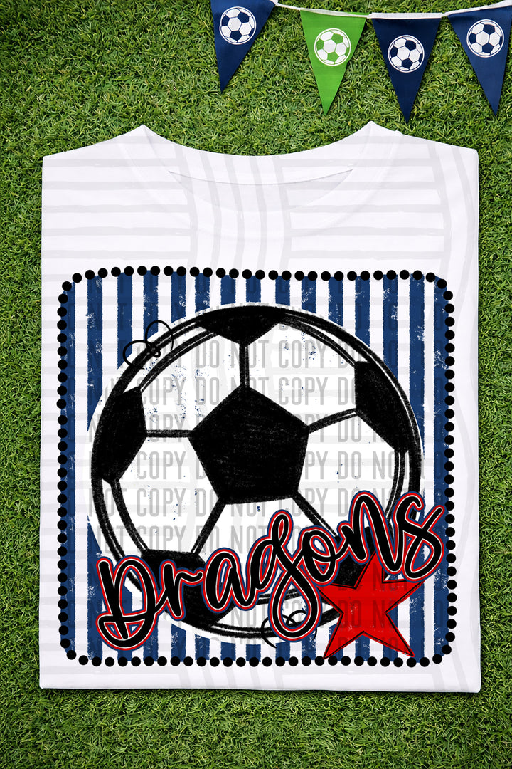 Soccer RWB Framed DTF Print