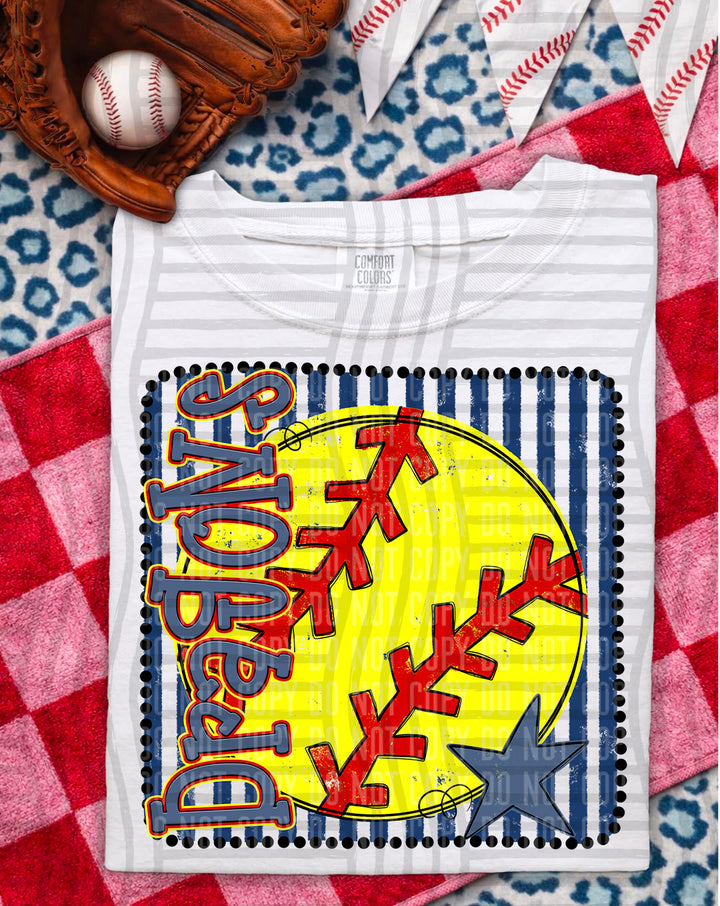 Softball RWB Framed DTF Print