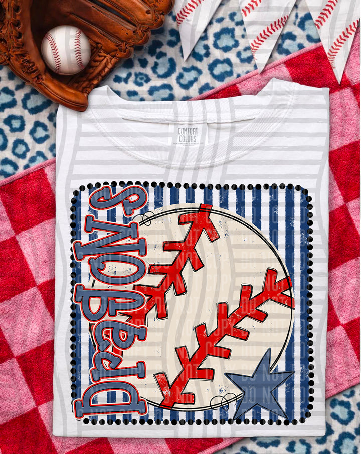 Baseball RWB Framed DTF Print