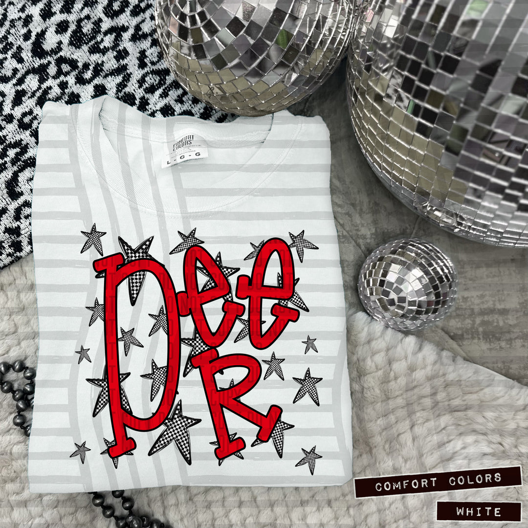 Red Staggered DTF Print